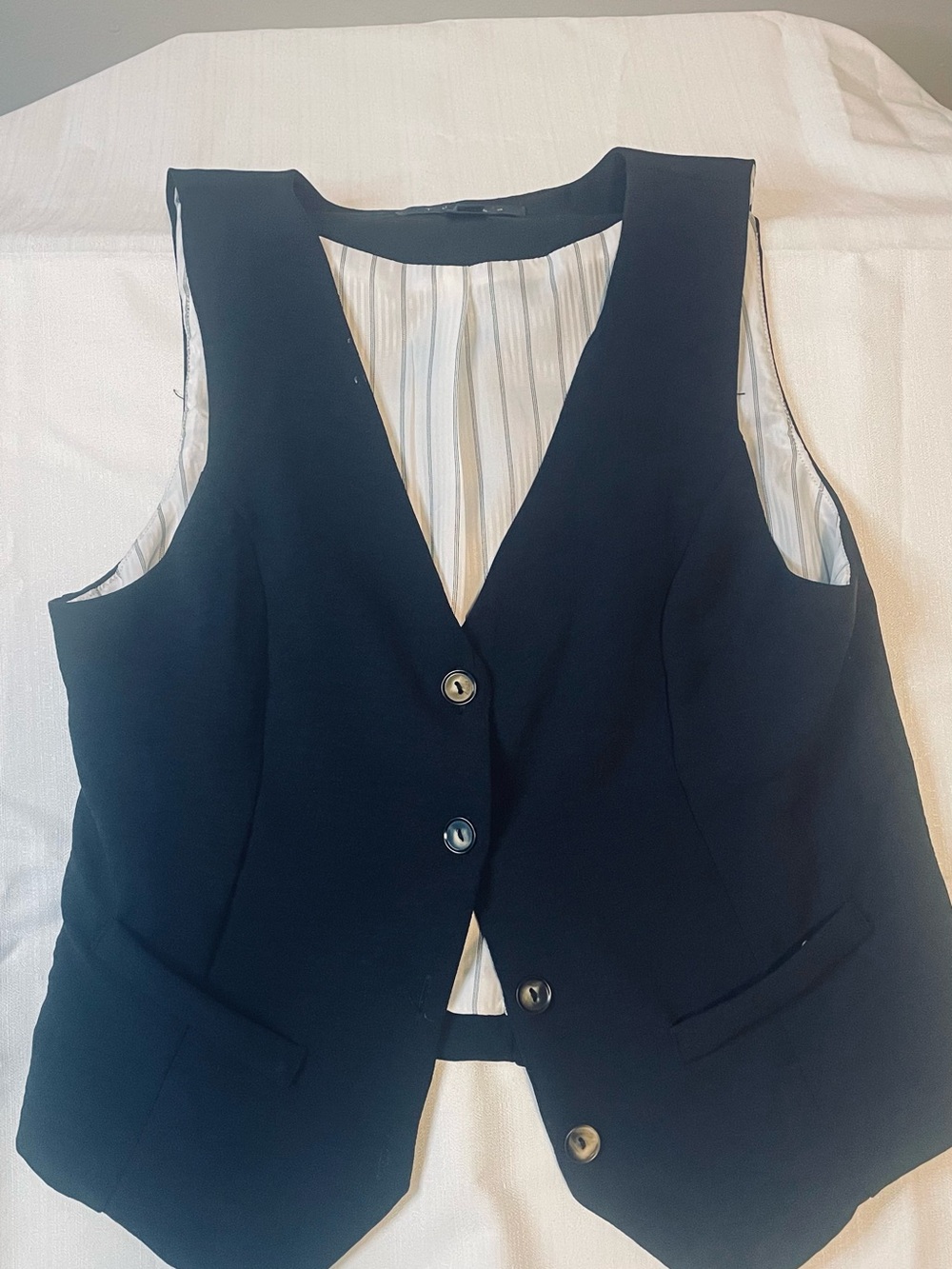 Classic Black Tailored Button-Front Bodysuit Vest - Picture 8 of 9